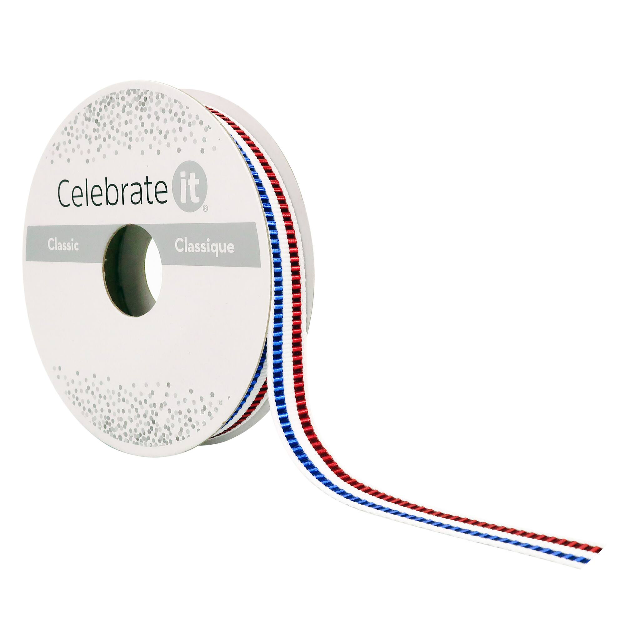3/8" x 7yd. Metallic Stripes Ribbon by Celebrate It®